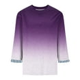 thumbnail image 4 of Maplenight Plus Size T Shirts for Women Trendy Gradient Color Tops 3/4 Sleeve Tee Crew Neck Loose Blouses, 4 of 6