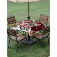 thumbnail image 3 of Outdoor Tablecloth with Umbrella Hole and Zipper, Red Plaid Truck Christmas Square Table Cloth 60x60 Inch Waterproof Tablecloth, Gnomes Xmas Tree Snowflake Gifts Picnic Table Cover for Patio Camping, 3 of 7