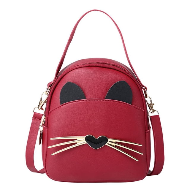 Bolsa de mensajero cruzado de cuero PU para mujer Mochila de hombro coreana bonita de dibujos animados JShteea Para Estrenar