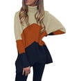 thumbnail image 2 of Seyurigaoka Women Solid/Contrast Color Sweater Bat Sleeve Irregular Hem Pullover, 2 of 4