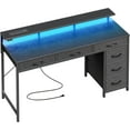 thumbnail image 1 of Computer Desk with LED Light Power Outlet and Type-C, 47 Inch Desk with Storage, Monitor Stand,39 inch, 1 of 3
