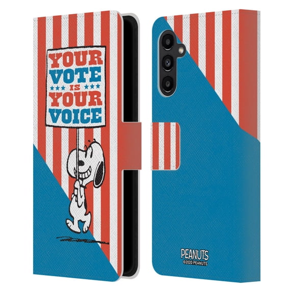 Head Case Designs Officially Licensed Peanuts Your Vote Is Your Voice Snoopy's Placard Leather Book Wallet Case Cover Compatible with Samsung Galaxy A13 5G (2021)