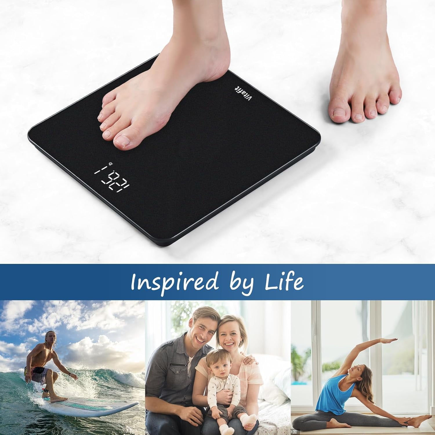 Scale for Body Weight, High Accuracy 0.1lb by Our Professional Factory Since 2001, Digital Weight LED and Step On, 3*AAA Batteries Included, 400lb/182kg, Spray Silver