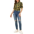 thumbnail image 2 of Allegra K Women's Plaids Long Sleeves Cuffs Boyfriend Button Down Shirt, 2 of 6
