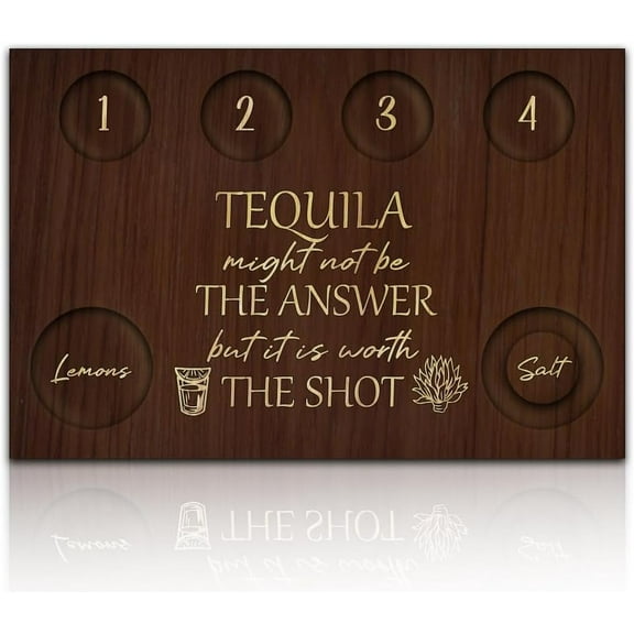 Tequila Shot Glass Wooden Shot Glass Tray Rectangular Glass Holder with Lemon Salt Rim Glass Set
