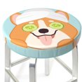 thumbnail image 3 of Rateoe Corgi With Towel Ans Slice Cucumber Pattern Round Bar Stool Seat Covers,Washable Stool Cushion Slipcover Elastic Bar Chair Covers for 12-14 Inch Chair -12 inch, 3 of 7