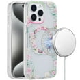 thumbnail image 2 of XPM for Apple iPhone 14 Pro Max Phone Case, Durable Fashion IMD Printed Design TPU Slim Shockproof Protective Case with Stylish Pattern Cover for iPhone 14 Pro Max (Green/Pink Floral), 2 of 6