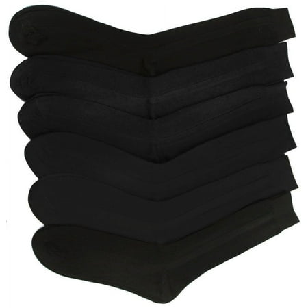 ToBeInStyle Men's Solid Color Dress Socks 10-13, Black 6 Pack