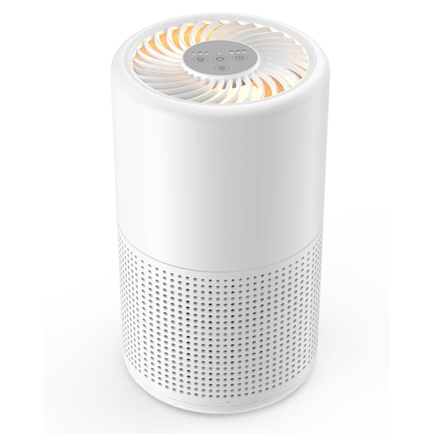 Purificador de Aire Portátil para Casa/Oficina - Filtro HEPA de 3 Etapas H13 Elimina 99.97% de Alérgenos, Humo, Olores y Partículas de Hasta 0.3 Micras, 24dB Silencioso con Luz Nocturna, Blanco