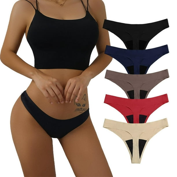 5 Pack Women's Thongs Underwear Cotton Panties Low Rise Breathable