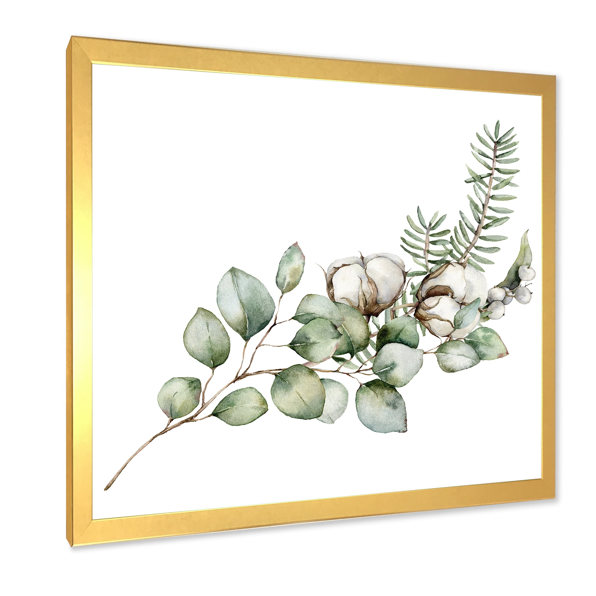 Designart 'Eucalyptus Branches With Christmas Bouquet' Traditional Framed Art Print