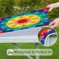 thumbnail image 6 of Rainbow Tie Dye Mandala Pattern Square Fitted Tablecloth with Elastic Edge,Square Table Cover,Washable Elastic Table Cover for Home Kitchen Party Decor 34"x34", 6 of 6