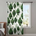 thumbnail image 3 of Dark Green Geometric Moroccan Sheer Curtains 72 Inches Long, Abstract Art Ombre Modern Light Filering Curtains, Breathable Simi Curtain Privacy Drapes for Living Room Bedroom Window Treatment, 3 of 9