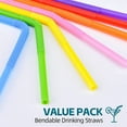 thumbnail image 3 of Happon 300Pcs Flexible Disposable Drinking Straws, Bendable Plastic Neon Straws, Fun Bendy Kids Straws, 3 of 7
