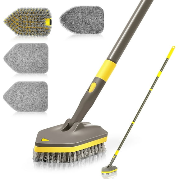 NEWE Shower Cleaner Brush with Long Handle (Brown Yellow)