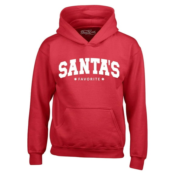 Shop4Ever Men's Santa's Favorite Varsity Style Christmas Hooded Sweatshirt Hoodie XXX-Large Red