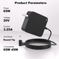 thumbnail image 3 of Cargador portátil LQM 65 W 20 V/3,25 A para Lenovo V15 V14 V17 G2 G3 G4, 3 of 7