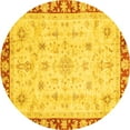 thumbnail image 1 of Ahgly Company Machine Washable Indoor Round Abstract Yellow Modern Area Rugs, 3' Round, 1 of 1