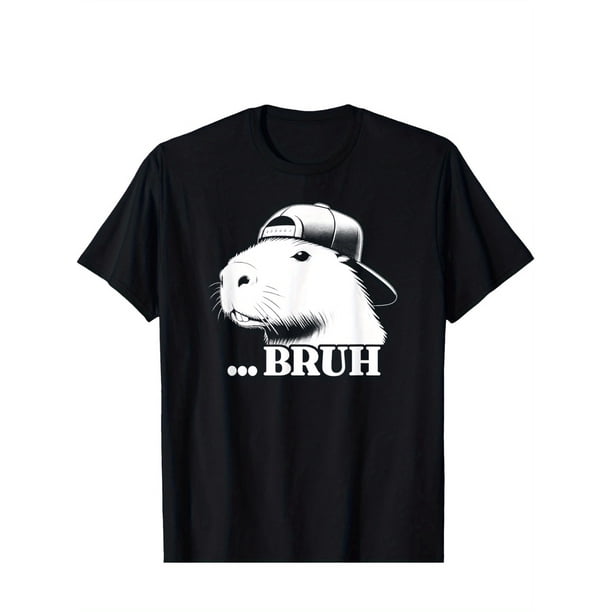 Camiseta con gráfico de carpincho para hombre - Algodón transpirable, corte informal, manga corta, ideal para deportes, Halloween y Navidad | Tejido de punto, diseño de carpincho