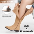 thumbnail image 4 of LOVE STEETLY Women's Knee High Low Heel Riding Boots, Side Zipper Round Toe Faux Leather Casual Comfort Versatile Boot, 4 of 6