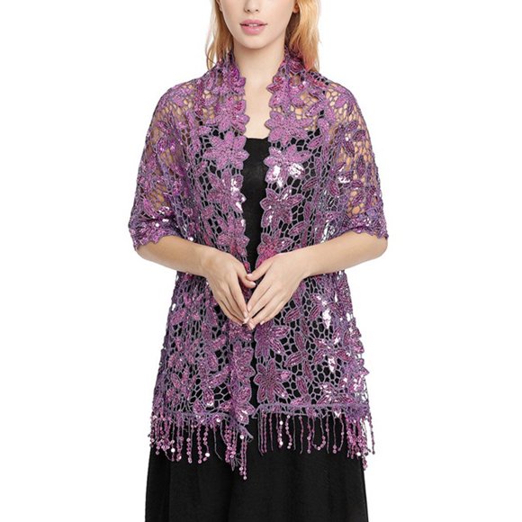 Xingzhi Embroidery Scarf Lightweight Luxury Evening Dress Shawl Bridal Bridesmaid Glitter Wedding Cope Shawls Clothes Wraps Purple Above 175cm