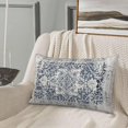 thumbnail image 2 of Boho Pillow Covers 12x20 Set of 2, White Navy Blue Carpet Pattern Outdoor Decorative Throw Pillows Ethnic Rustic Farmhouse Cushion Cases Linen Gifts for Couch Sofa Decor, 2 of 5