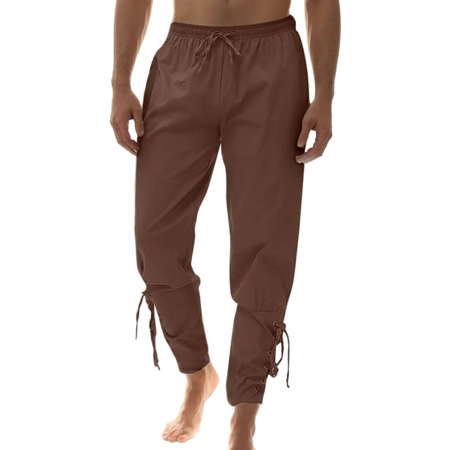 Men’s Casual Pants Versatile Solid Pattern Ankle-Length Trousers with adjustable Drawstrings and Hem for Everyday Wear