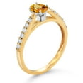 thumbnail image 3 of Gem Stone King 10K Yellow and White Gold Oval Yellow Sapphire and White Lab Grown Diamond Engagement Ring for Women (0.80 Cttw, Gemstone September Birthstone, Available in Size 5, 6, 7, 8, 9), 3 of 4