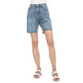 thumbnail image 3 of Women's Relaxed High Waisted Capri Bermuda Denim Cut Off Mom Shorts, Light Denim, X-Large, 3 of 5