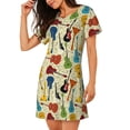 thumbnail image 2 of Vsdgher Différents Types de Guitares Motif Chemise de Nuit à Manches Courtes Col Rond Mignonne Robe de Nuit Confortable, 2 of 6