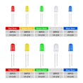 thumbnail image 3 of 200pcs 3mm 5mm 2 Pin D Kit de diodos emisores de luz Diodos D difusos de cabeza redonda para componentes electrónicos Colores surtidos Blanco Amarillo Rojo Azul Verde esquí esquí Gafas de esquí, 3 of 5