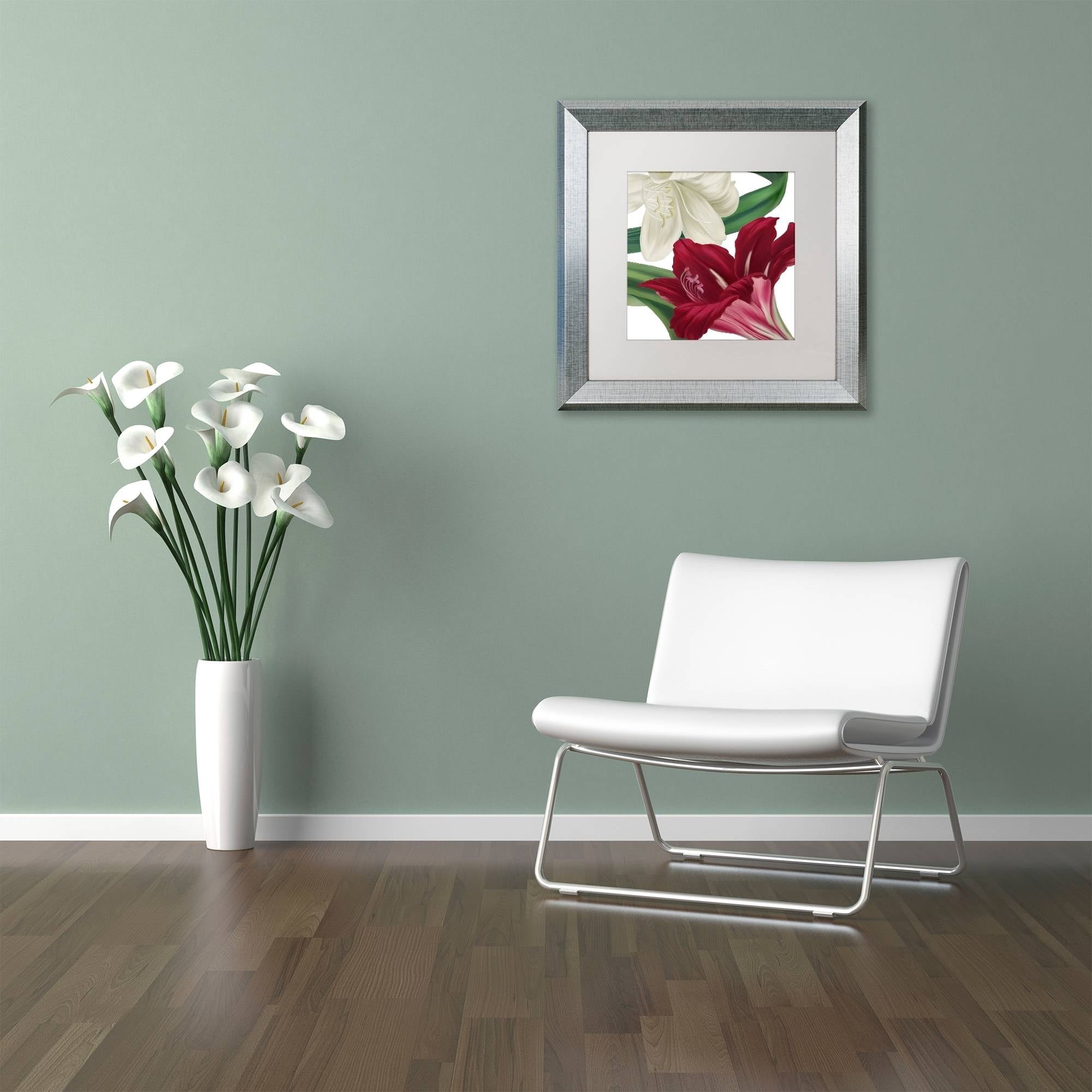 Trademark Fine Art "Christmas Amaryllis II" Canvas Art by Color Bakery White Matte, Silver Frame
