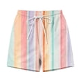 thumbnail image 4 of Yteetum Women's Summer Shorts Elastic Waist Drawstring Beach Shorts Women Striped Printed Loose Lightweight Comfy Travel Vacation Shorts with Pockets, 4 of 6