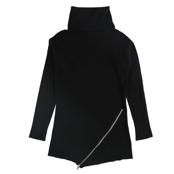 bar III Womens Zipper Tunic Sweater, Black, Small