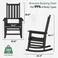 thumbnail image 3 of HDPE Outdoor Rocking Chair,Weather & Fade Resistant Porch Rockers for Patio, Deck & Porch， Oversized Rocking Chairs with Widened Seats & High Backs Black, 3 of 8