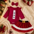 thumbnail image 6 of CAICJ98 Baby Girl Christmas Outfits Newborn Long Sleeve Ruffle Button Print Romper Skirt Headband Set My Frist Christmas Baby Girls Clothes,Size 3-6 Months, 6 of 9