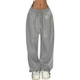 thumbnail image 1 of WILLBEST Pantalones Casuales para Mujer: Pantalones Holgados Lisos con Cintura Elástica y Bolsillos de Cintura Media para Uso Diario Cómodo. Chica, 1 of 5