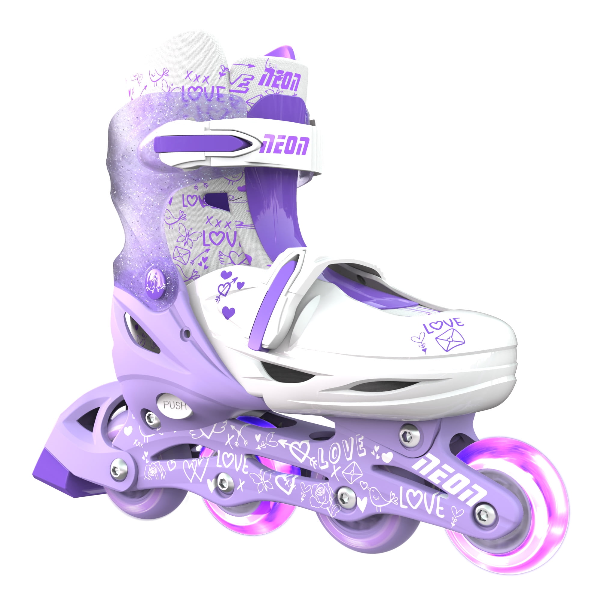 Buy Neon Combo 2in1 Child Skates Inline and Quad Girls, Size 36 Adjustable, One Pair