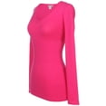 thumbnail image 2 of Ola Mari Junior Size Solid Basic V-Neck Long Sleeve Top, Hot Pink, Medium, 2 of 3