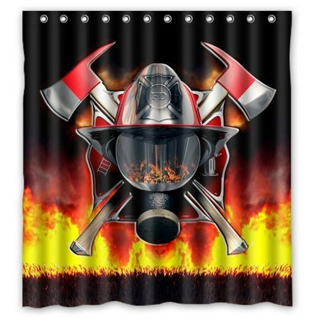 Ganma Atnee Red Axes Firefighter Fire Fighter Shower Curtain