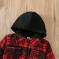 thumbnail image 4 of GYRATEDREAM Toddler Baby Girl Boy Long Sleeve Plaid Hooded Shirt Fall Button Down Jacket for 1-6T Kid, 4 of 6