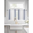 thumbnail image 2 of Half Window Curtains 24 Inches Long, Abstract Geometric Blue Stripe, Window Treatment Curtain Drapes, White Backdrop Short Curtains Tiers for Kitchen Over Sink, 27.5"x24", 2 Panels, 2 of 7