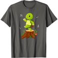 thumbnail image 2 of Cute Funny Green Dancing Turtle Tortoise on Brown Tree Root T-Shirt, 2 of 10