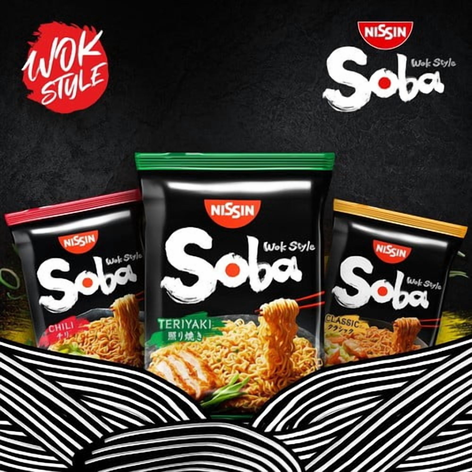 Nissin Soba Chili Instant Wok Style Noodles 111g, British Import (Pack of 3)