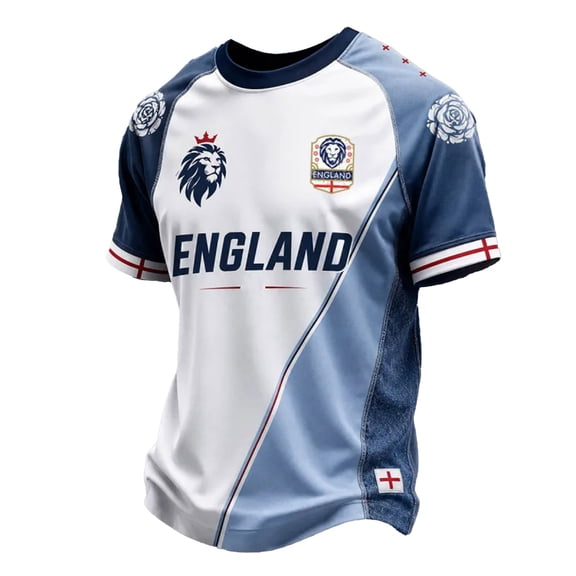 SJLDQY Mens England Soccer Tshirts Short Sleeve International Football T-Shirts for Men Casual Crew Neck England Lion Graphic Soft Athletic Tops