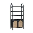 thumbnail image 6 of Nathan James Leah Bohemian Arched Bookcase, 3-Tier Bookshelf with Storage Cabinet Base, Seagrass Door Fronts and Solid Wood Frame, Black/Seagrass, 6 of 6