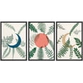 thumbnail image 1 of PixonSign Framed Canvas Print Wall Art Set Crescent Moon Sun Forest Plants Nature Floral Illustrations Modern Art Minimalism Decorative Botanical for Living Room, Bedroom, Office - 16"x24"x3 Black, 1 of 5