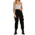 thumbnail image 2 of INSPIRE CHIC Women's Button-Front Point Collar Mesh Sheer Long Sleeve Shirt Tops XS Gray, 2 of 7