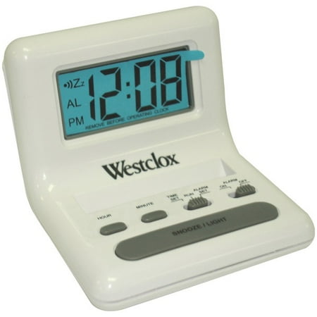 Westclox® .8\'\' White Lcd Alarm Clock With Light On Demand