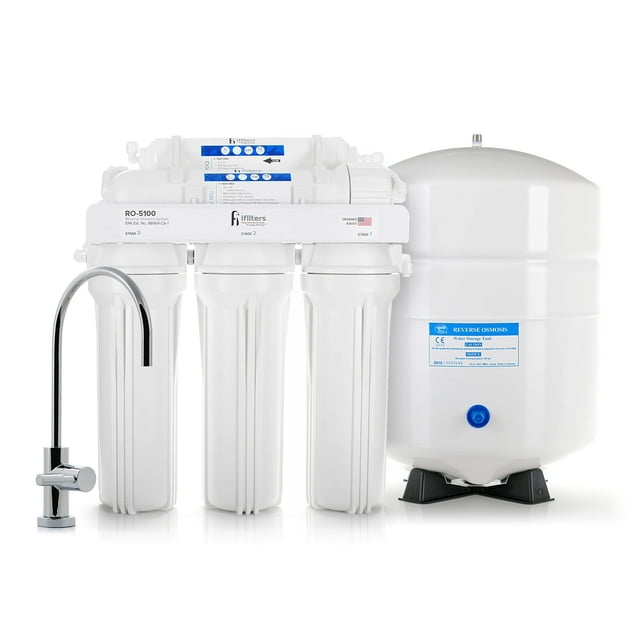 5 Stage Premium Reverse Osmosis System Complete 100 GPD With Filters Faucet & Tank